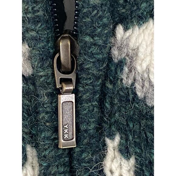 L.L. BEAN Women’s XL Petite Fair Isle Sweater 100 % Lambs Wool Green Full Zip - Picture 4 of 10